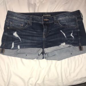 Express Shortie Low Rise Denim Shorts